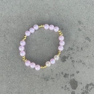 purple pearl and gold bracelet